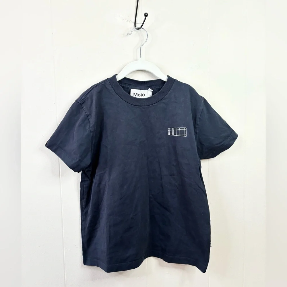 Molo navy blue t shirt unisex organic cotton graphic size 7